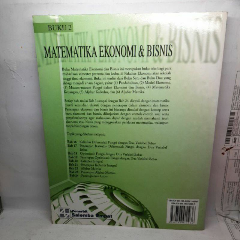 MATEMATIKA EKONOMI &amp; BISNIS BUKU 2 | Shopee Indonesia