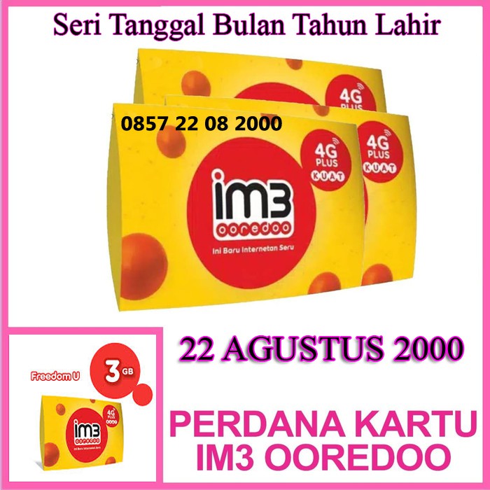 Nomor Cantik Im3 seri tgl Bln Thn Lahir 22 Agustus 2000 | Shopee Indonesia