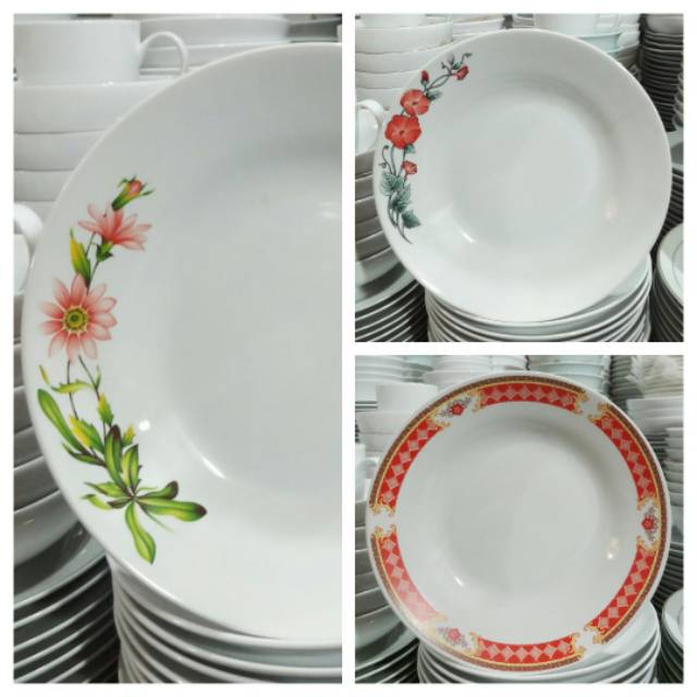 Piring makan keramik cantik 9 inc/23cm motif cantik | Shopee Indonesia