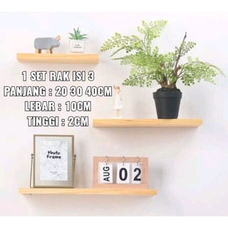 Jual 3 Pcs Rak Dinding Kayu Solid, Tempat Hiasan Indonesia|Shopee Indonesia