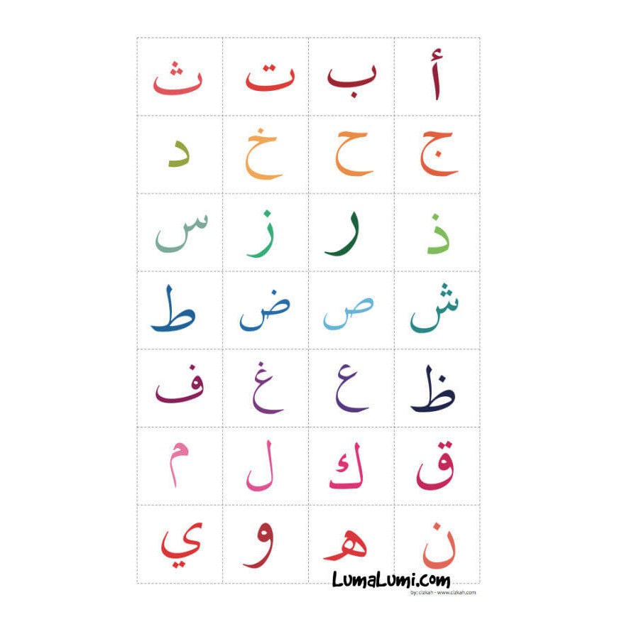 Poster Huruf Hijaiyah Warna Tanpa Harakat Untuk Anak-Anak | Shopee Indonesia