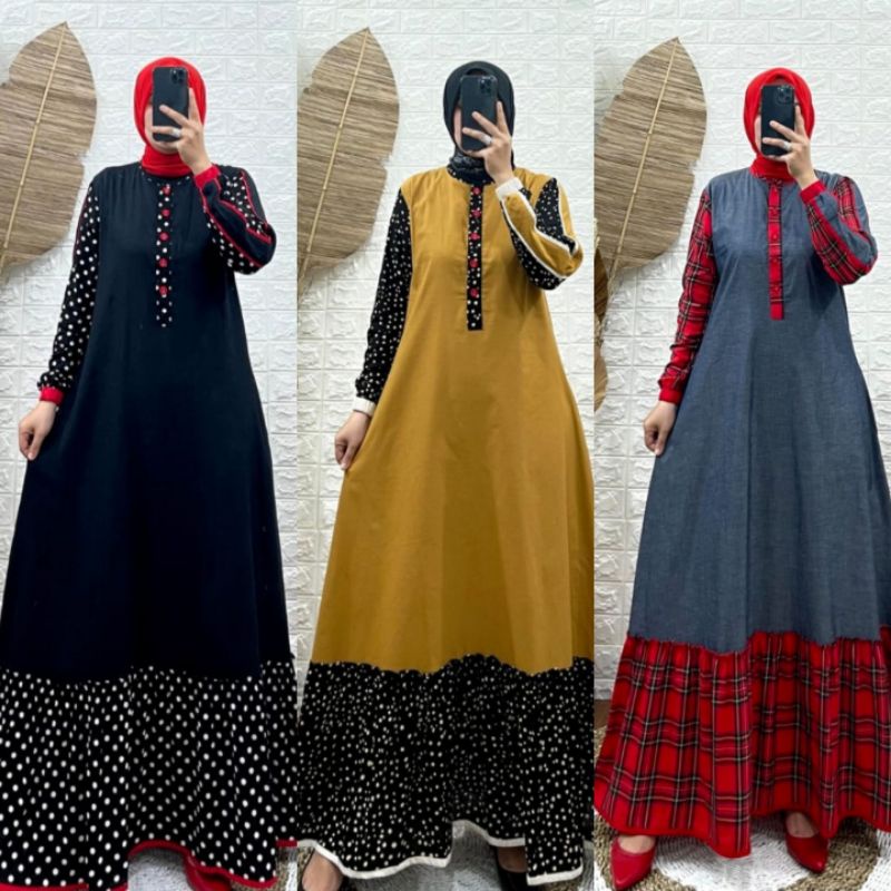 Jual [ New ] Gamis semut kombinasi original terbaru / gamis syaina by semut  Indonesia|Shopee Indonesia