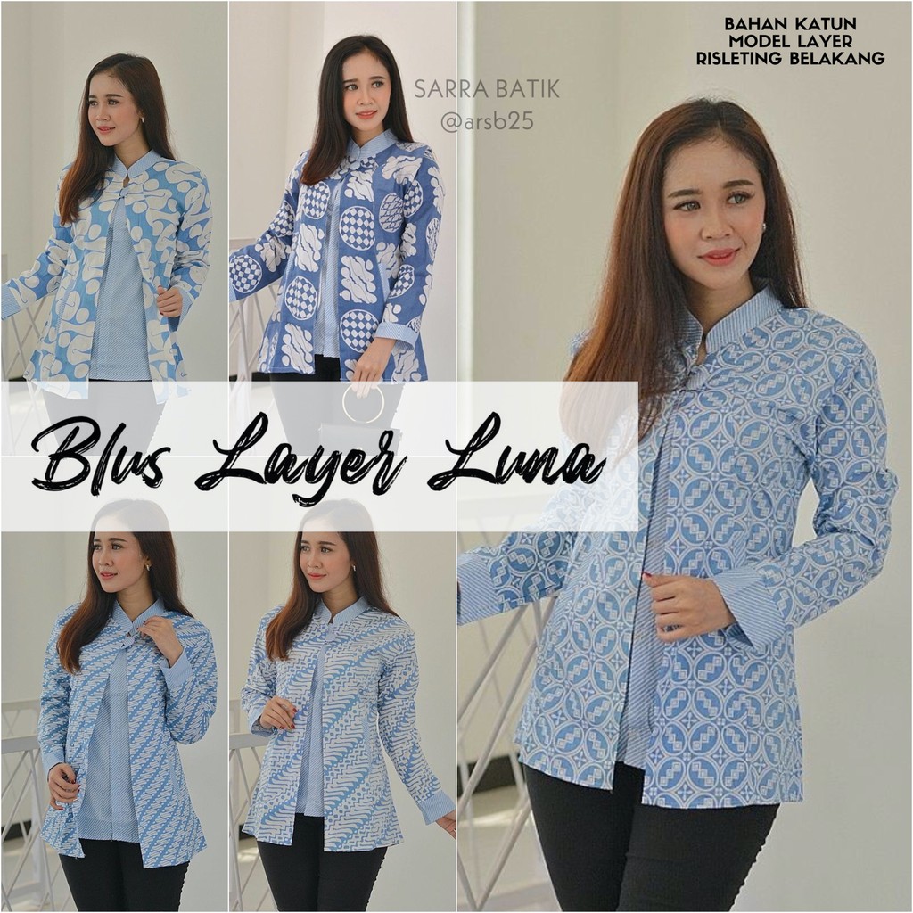 Model Baju Batik Kombinasi Atasan Wanita Lengan Panjang Modern
