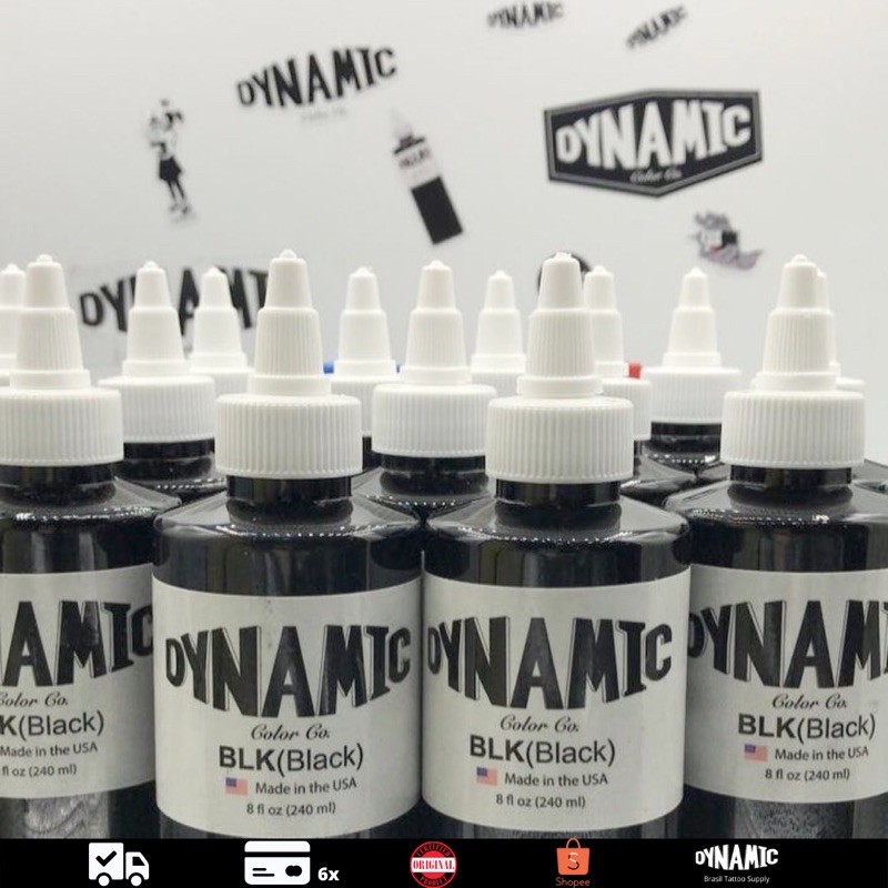 Tinta Para Tatuagem Dynamic Color Black 240 Ml 100% Original + 02 Adesivos Dynamic De Brinde | Shopee Brasil 800_x_800_jpg