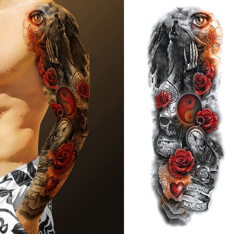 Etiqueta Da Tatuagem Da Floresta Preta Para Homens Mulheres Crianças Tigre Lobo Morte Crânio Tatuagem Temporária Falsa Henna Esqueleto Rei Animal Tatoo Jasmine11 | Shopee Brasil 800_x_800_jpg