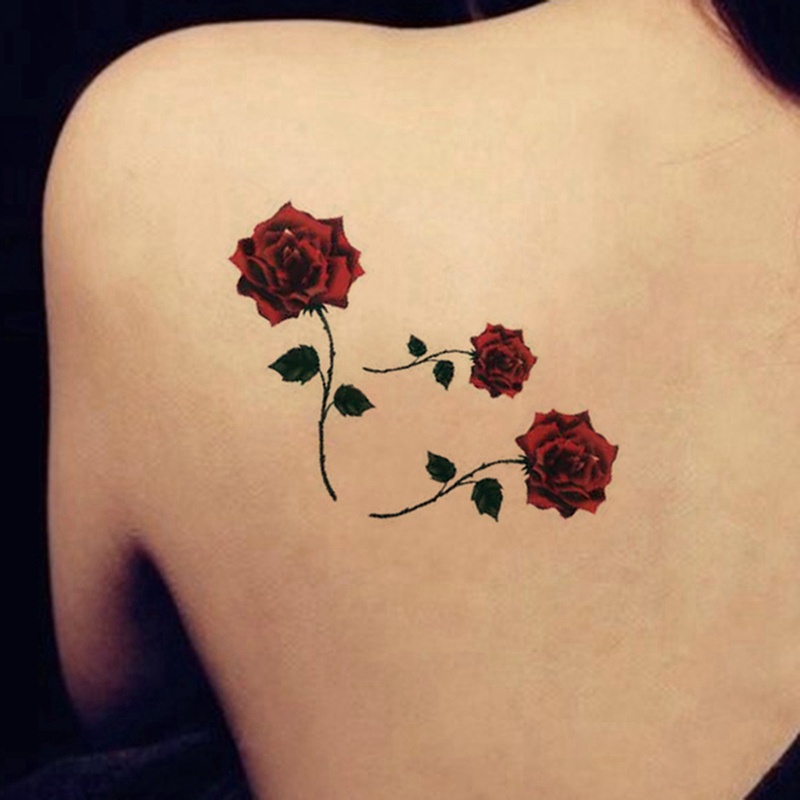 Kimmiy Red Watercolor Rose Waterproof Tattoo Stickers Women Body Chest Art Temporary Tatto Girl Waist 3D Flowers Tatoo | Shopee Brasil 800_x_800_jpg