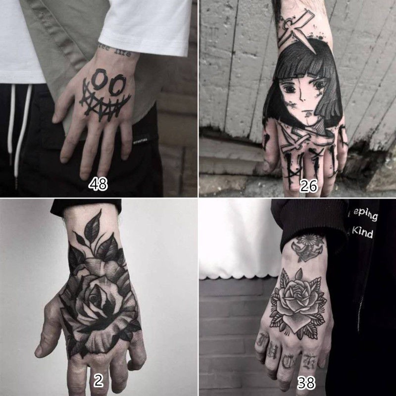 Japanese Tattoo Stickers Tattoo Stickers Waterproof Men And Women Long-Lasting Hand Back Finger Arm Personality Anime Rose Skull Hip Hop Ins Wind Net Red Hipster | Shopee Malaysia 800_x_800_jpg