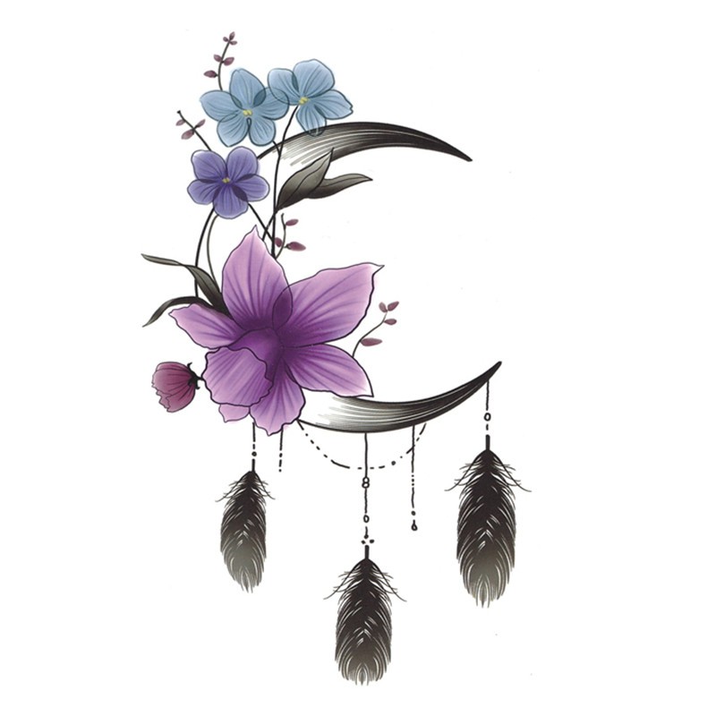🌙Moon Flower Tattoo Stickers Waterproof Korea Small Fresh Cute Simulation Temporary Tattoo | Shopee Malaysia 800_x_800_jpg