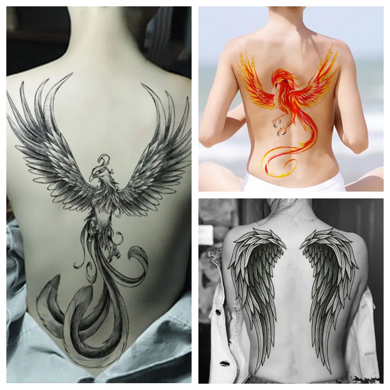 Full Back Tattoos Temporary Womens Fake Tattoo Angel Wing Phoenix Bird For Boys Men On Body Art Hotw | Shopee Philippines 800_x_800_jpg
