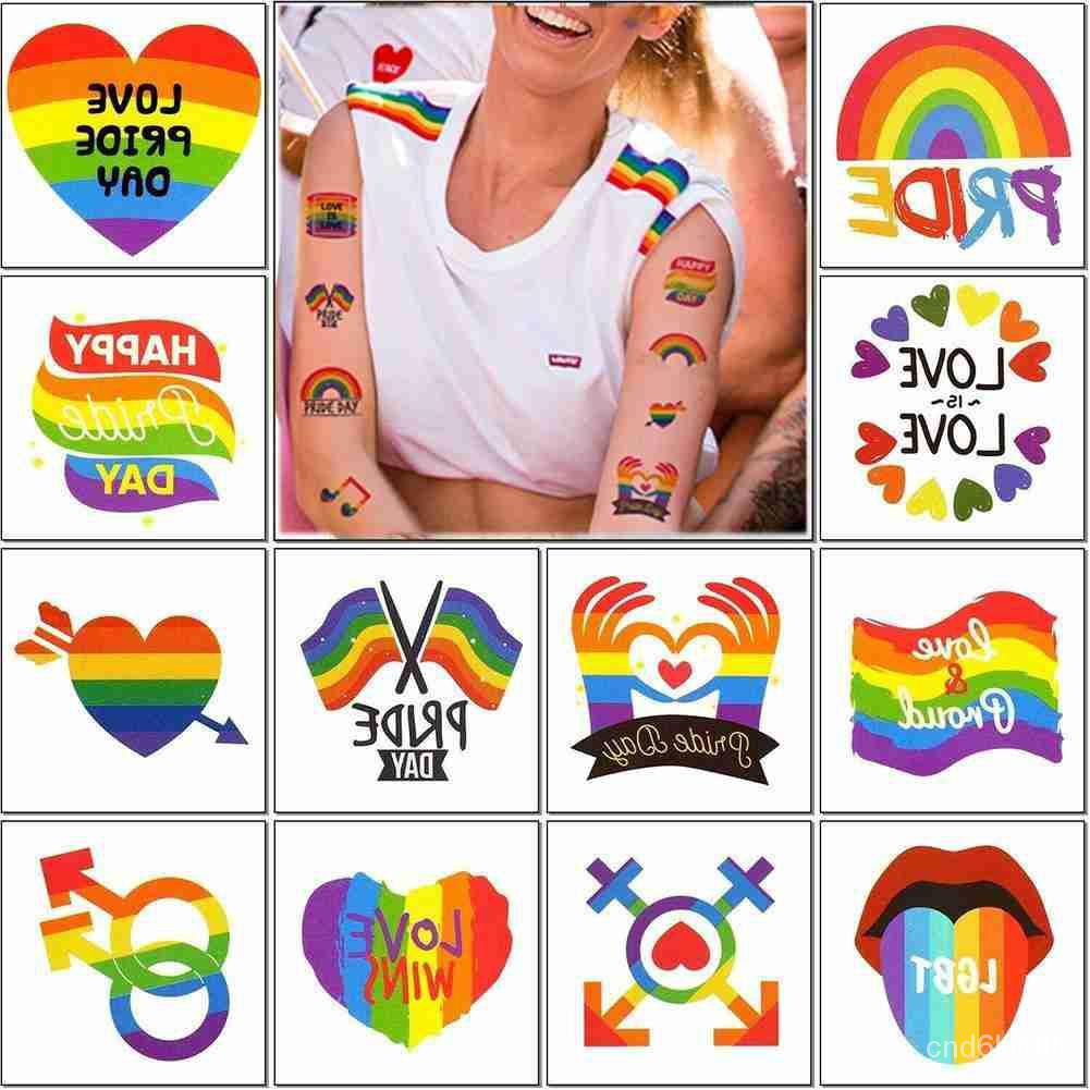 New 50Pcs Gay Temporary Tattoos Lgbt Pride Day Rainbow Tattoo Sticker Waterproof Sticker Flower Arm | Shopee Philippines 1001_x_1001_jpg