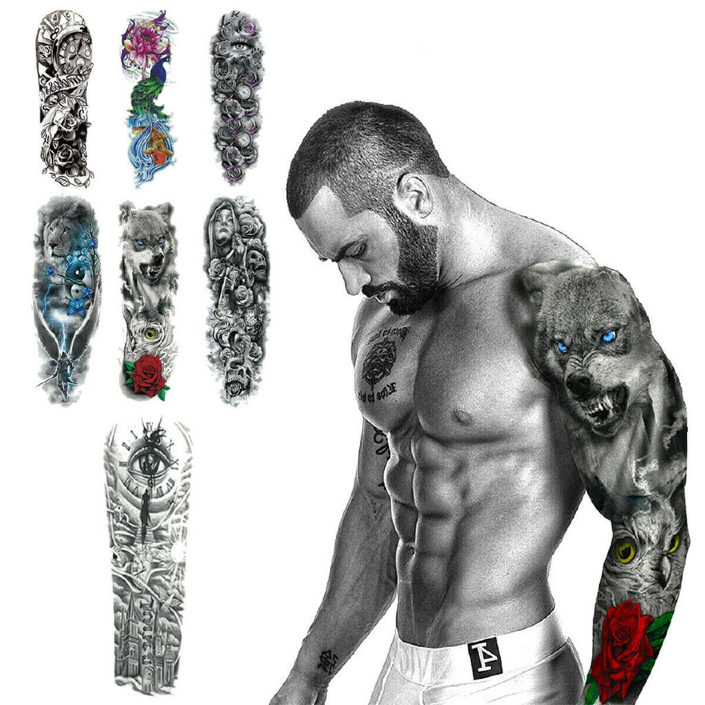 Large Full Arm Sleeve Temporary Tattoo Stencil Sticker Body Art 3D Waterproof | Shopee Philippines 1024_x_1024_jpg