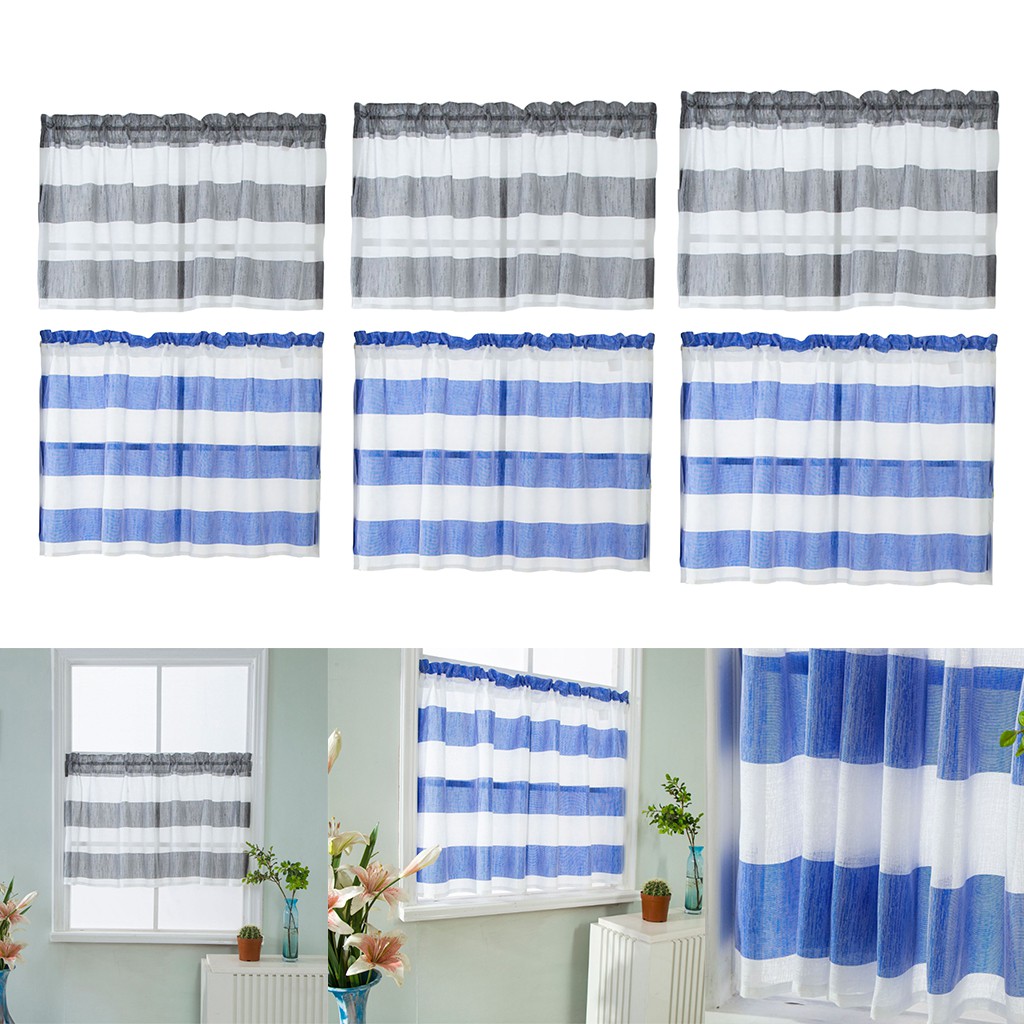 1 Panel Striped Half Curtain Bathroom Short Tiers Valance for Small jpg (1024x1024)