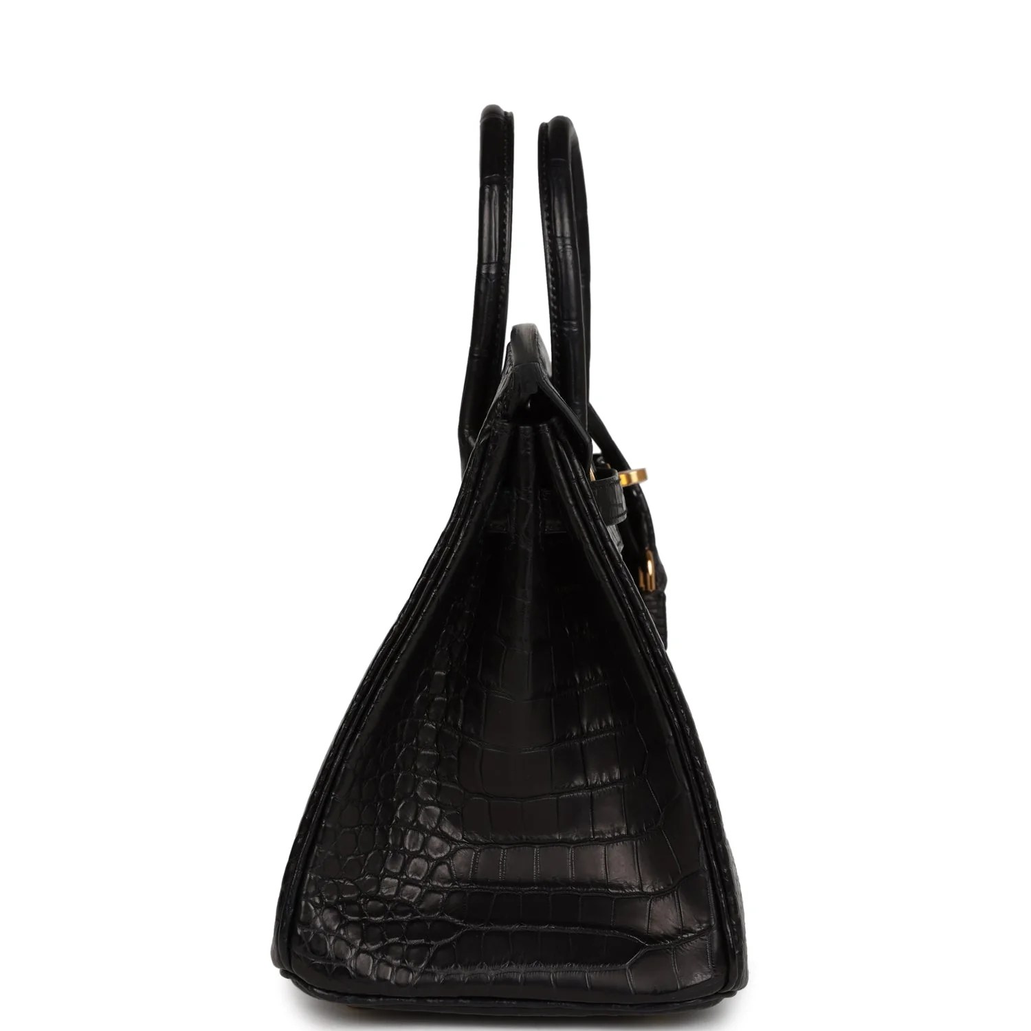 Her Birkin 25 Black Matte Porosus Crocodile Gold Hardware