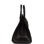 Her Birkin 25 Black Matte Porosus Crocodile Gold Hardware