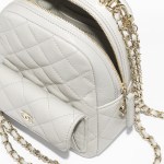 CLASSIC MINI BACKPACK Grained Shiny Calfskin & Gold-Tone Metal Light Gray