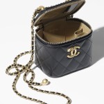 SMALL VANITY WITH CHAIN Shiny Calfskin & Gold-Tone Metal Black