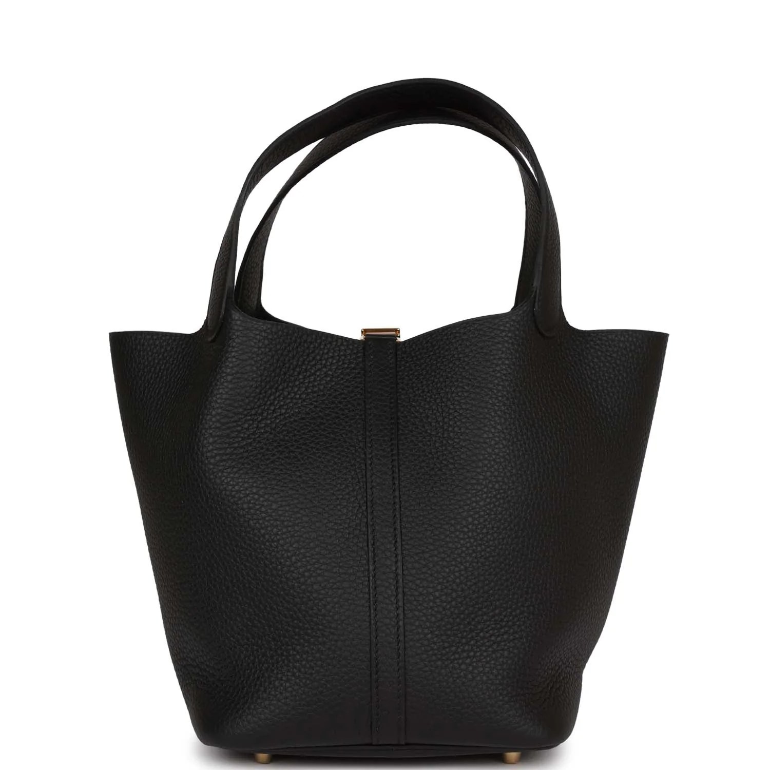 Her Picotin Lock 22 Black Clemence Gold Hardware