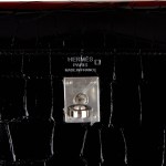 Her Kelly Sellier 25 Black Shiny Alligator Palladium Hardware