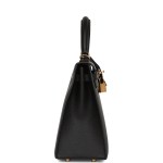 Her Kelly Sellier 25 Black Epsom Gold Hardware