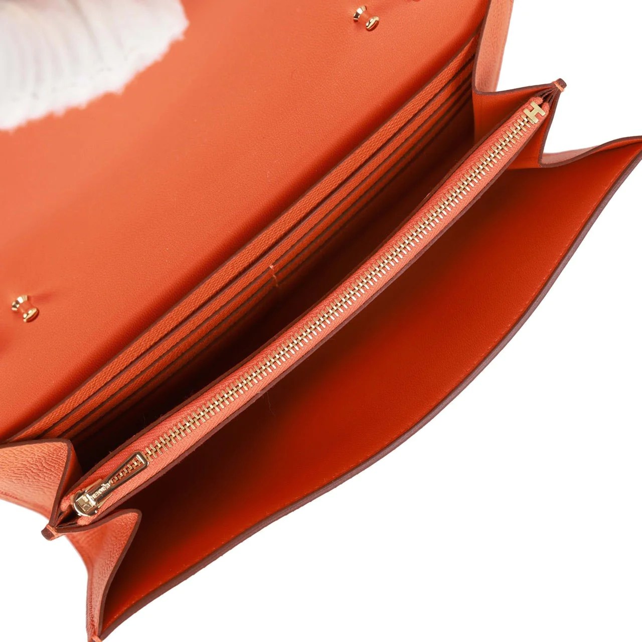 Her Constance Wallet To Go Orange Epsom Gold Hardware