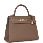Her Kelly Sellier 28 Etoupe Epsom Gold Hardware