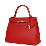Her Kelly Sellier 28 Rouge Casaque Epsom Gold Hardware