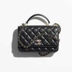 WALLET ON CHAIN Lambskin, Strass & Gold-Tone Metal Black