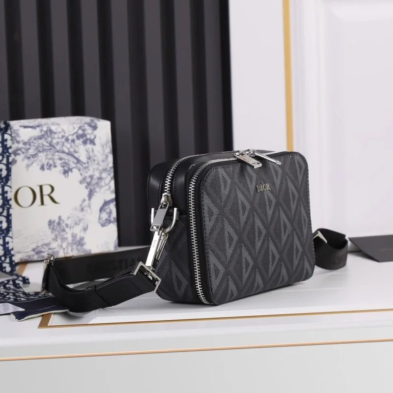 Dior Black Cd Diamond Canvas Messenger Pouch
