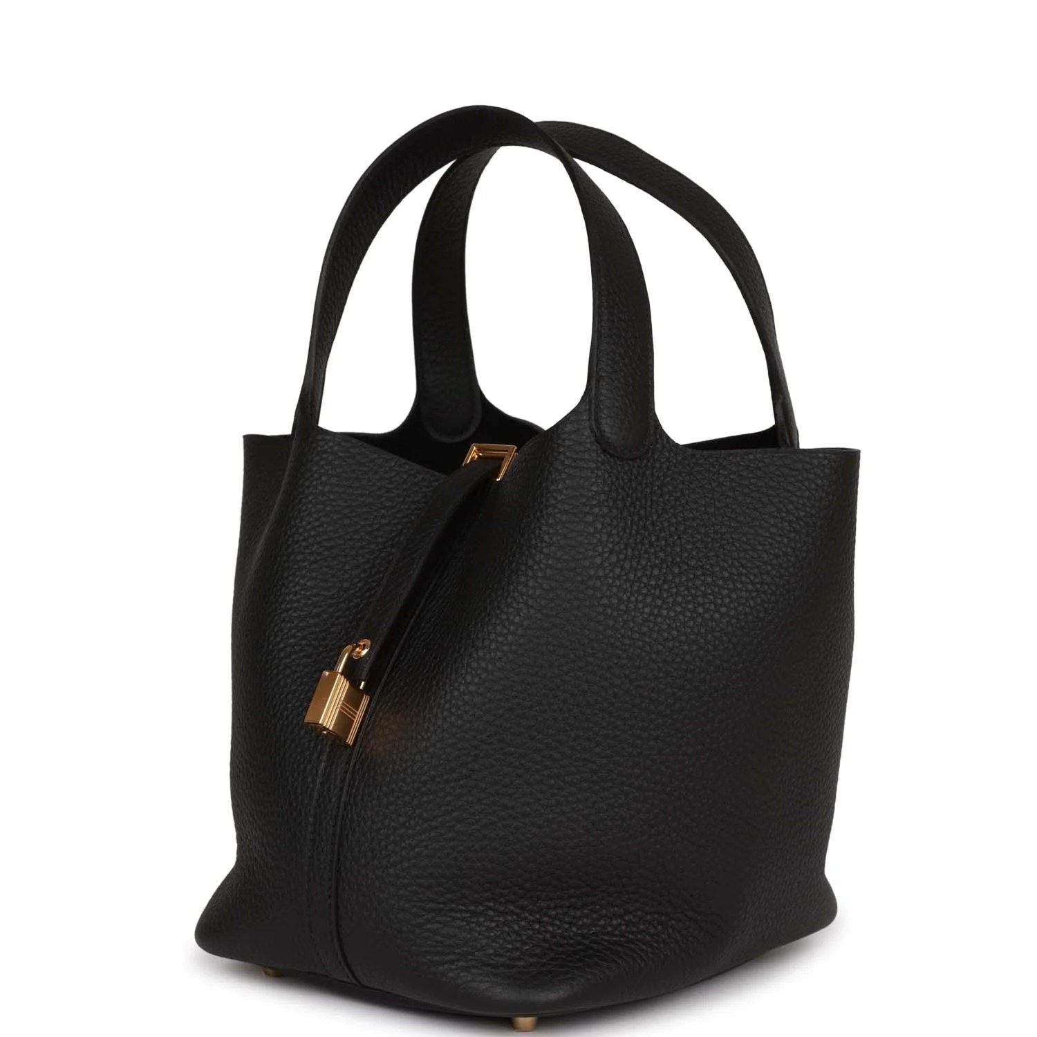 Her Picotin Lock 22 Black Clemence Gold Hardware