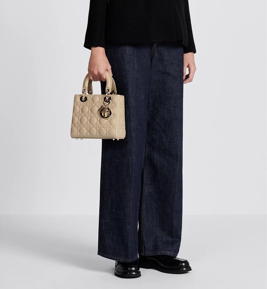 Small Lady Dior My ABCDior Bag-Sand-Colored Cannage Lambskin