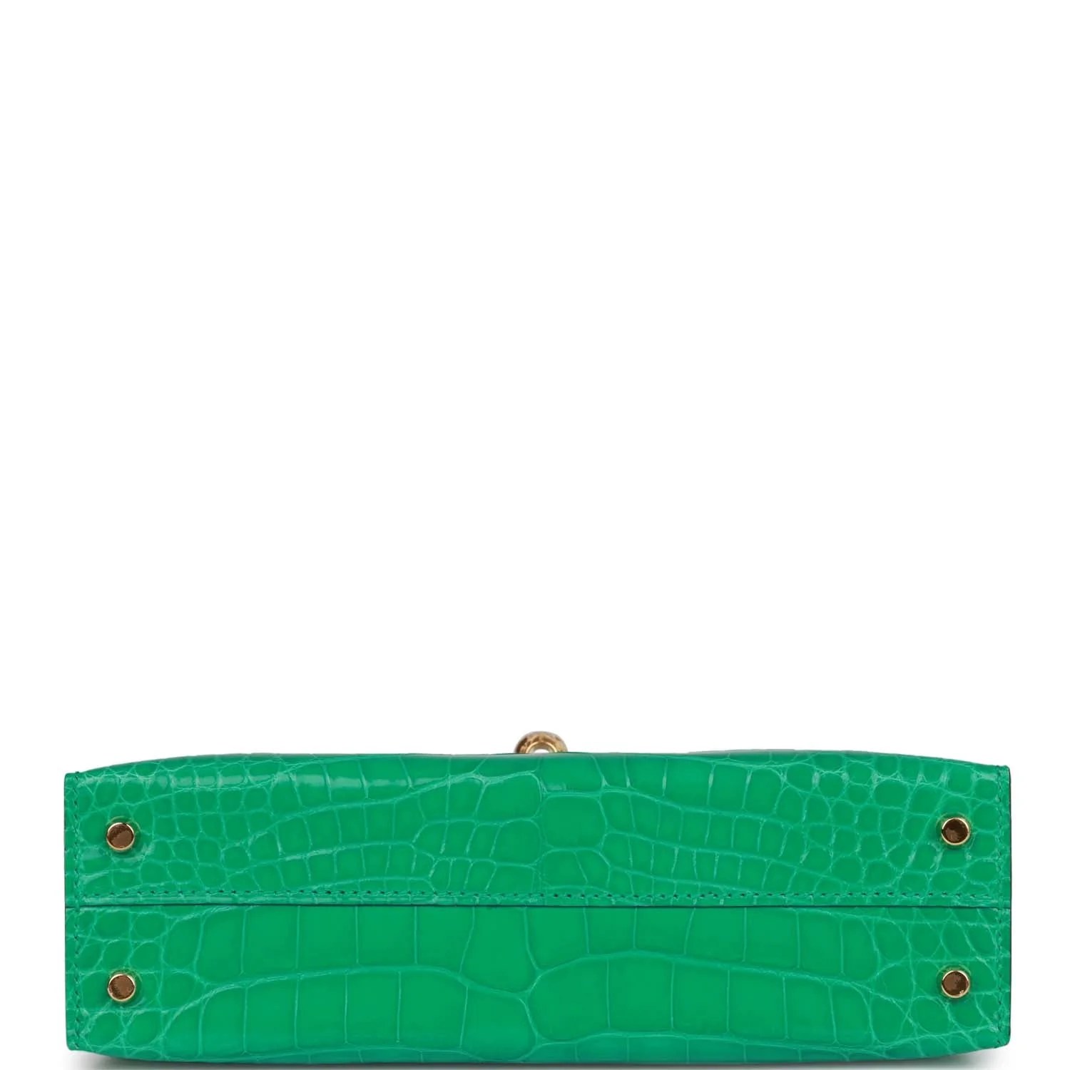 Her Kelly Sellier 20 Vert Jade Shiny Alligator Gold Hardware