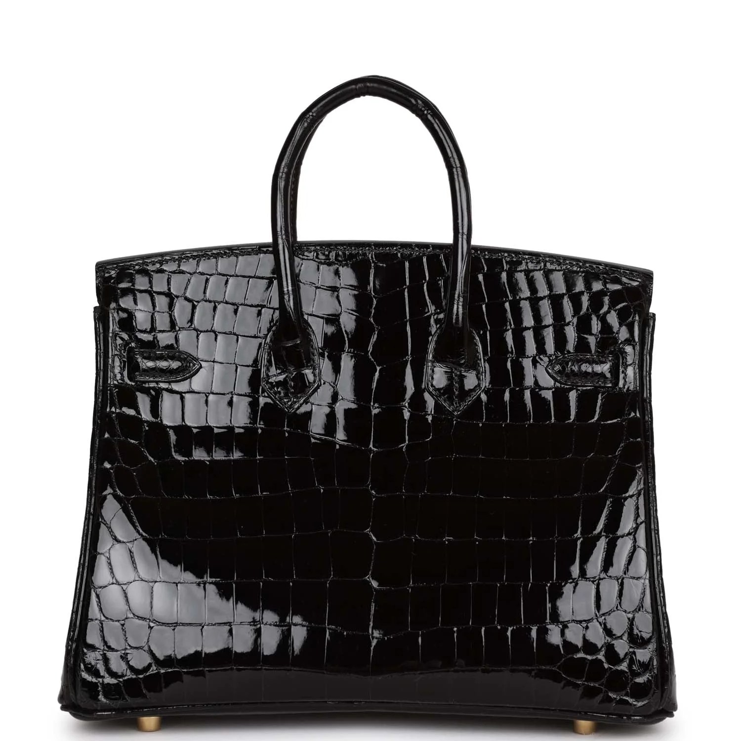 Her Birkin 25 Black Shiny Niloticus Crocodile Gold Hardware