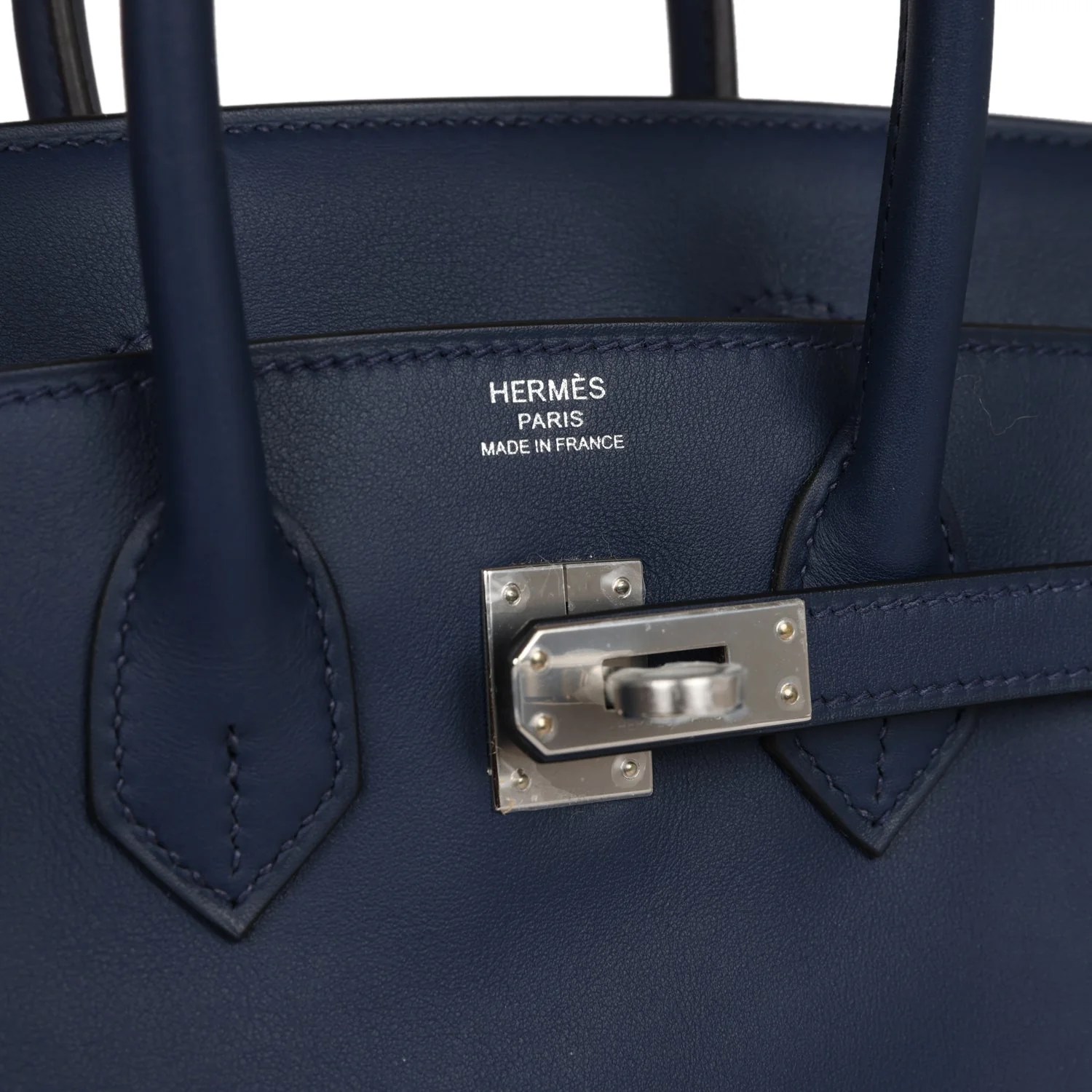 Her Birkin 25 Bleu Navy Swift Palladium Hardware