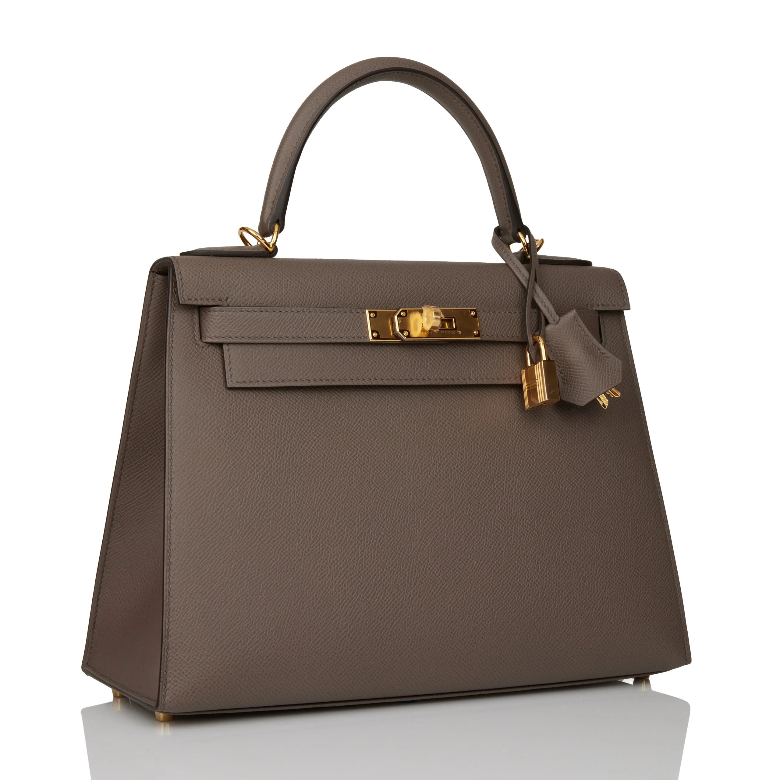 Her Kelly Sellier 28 Etain Epsom Gold Hardware