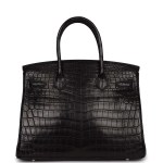 Pre owned Her Birkin 30cm Black Matte Niloticus Crocodile Palladium Hardware