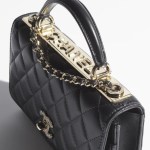 WALLET ON CHAIN Lambskin, Strass & Gold-Tone Metal Black