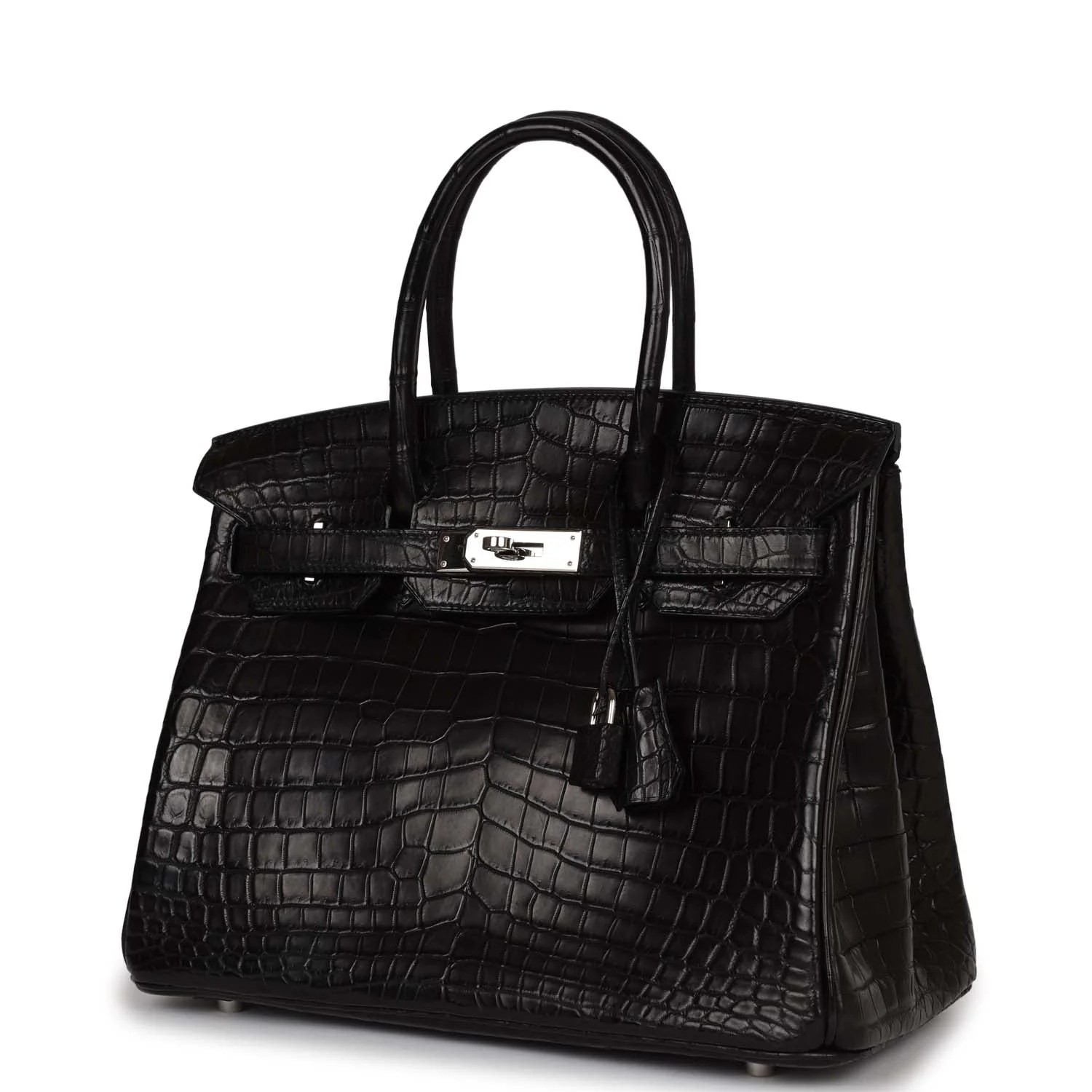 Pre owned Her Birkin 30cm Black Matte Niloticus Crocodile Palladium Hardware