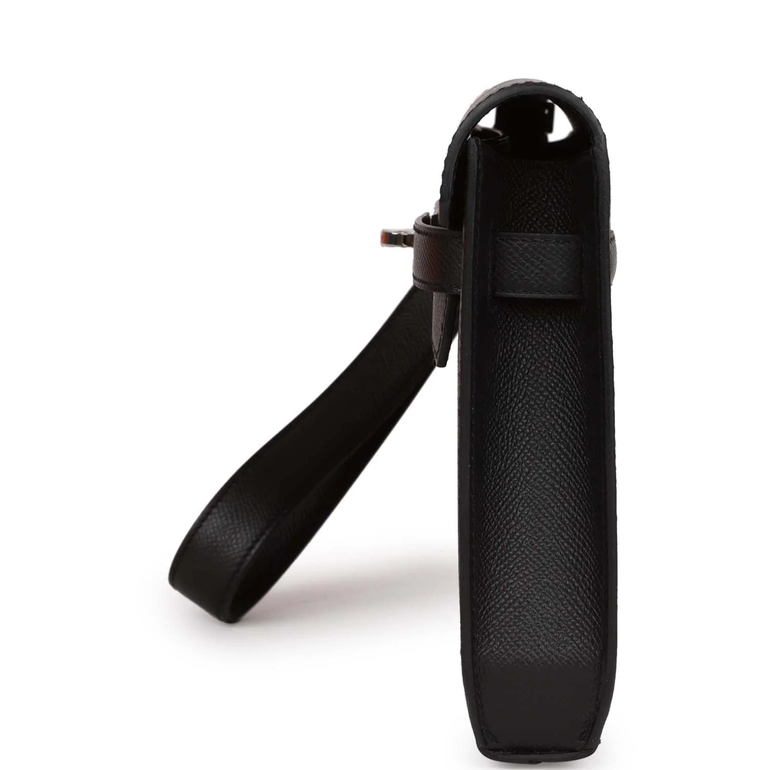 Her Kelly Depeches 25 Black Epsom Palladium Hardware