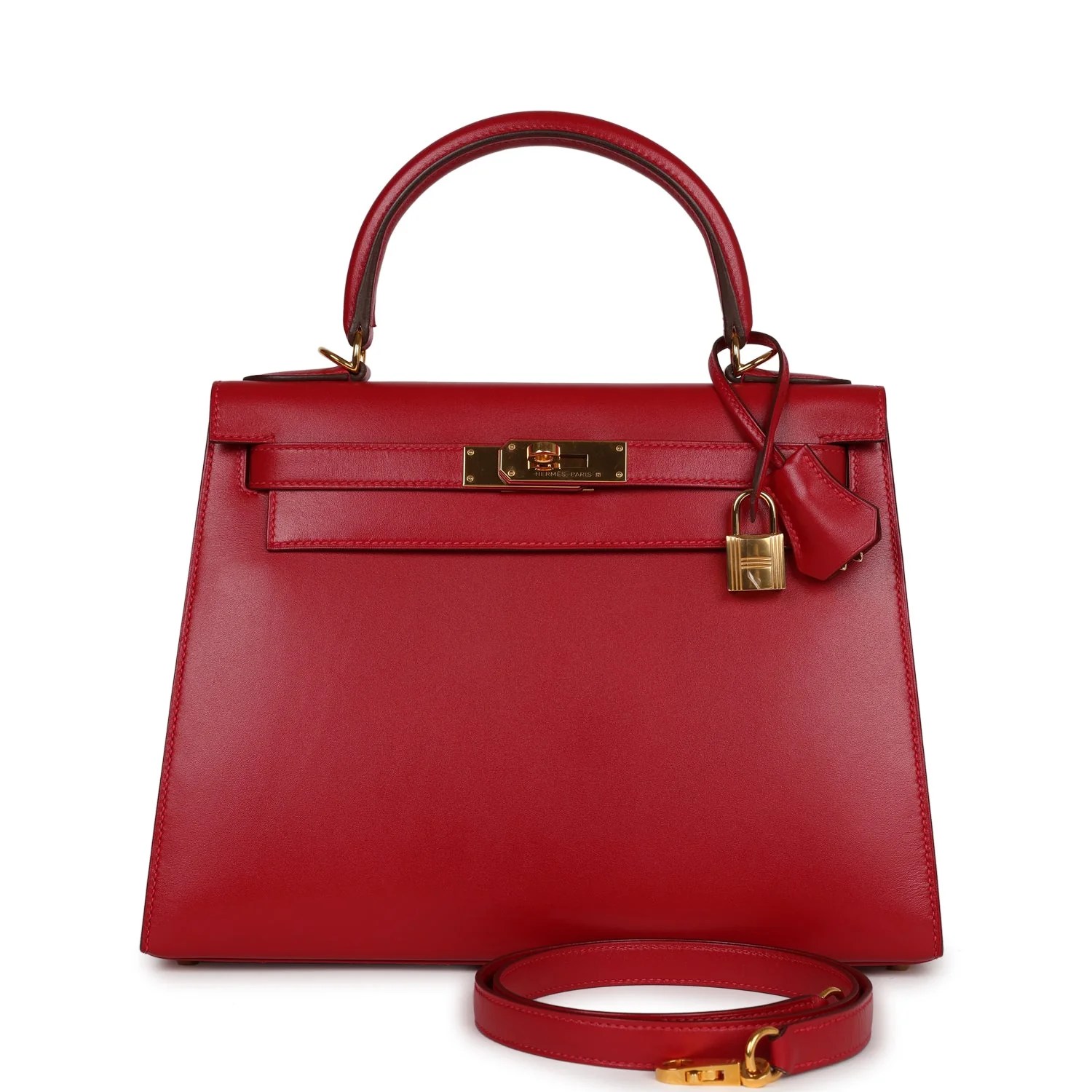 Her Kelly Sellier 28 Rouge Vif Tadelakt Gold Hardware