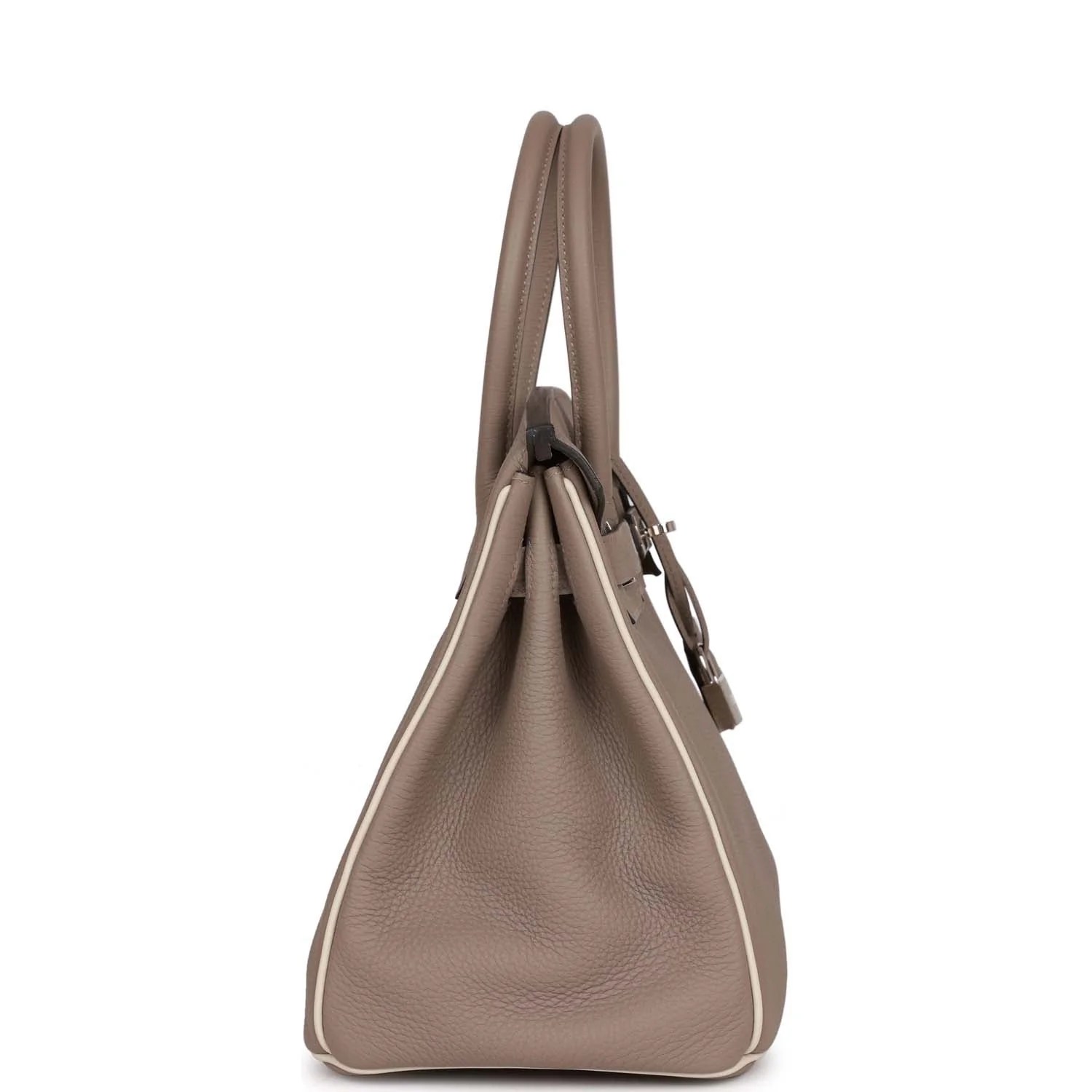 Pre-owned Her Special Order (HSS) Birkin 30 Gris Tourterelle and Craie Togo Palladium Hardware