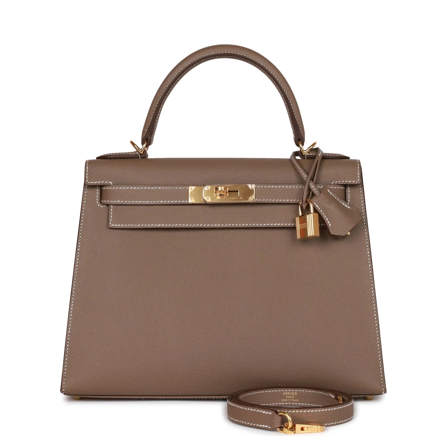 Her Kelly Sellier 28 Etoupe Epsom Gold Hardware