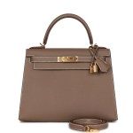 Her Kelly Sellier 28 Etoupe Epsom Gold Hardware