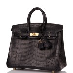 Her Birkin 25 Black Matte Niloticus Crocodile Gold Hardware