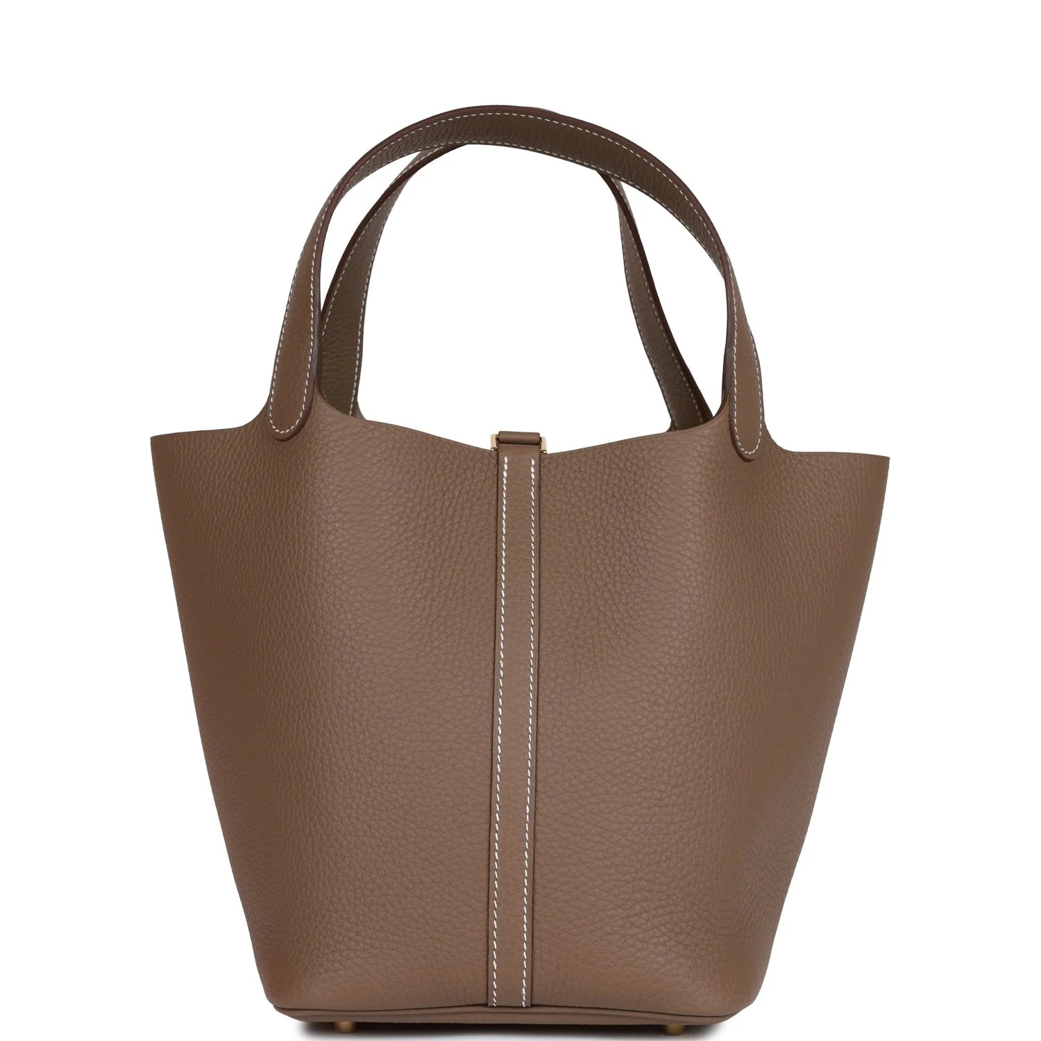 Her Picotin Lock 22 Etoupe Clemence Gold Hardware