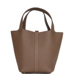Her Picotin Lock 22 Etoupe Clemence Gold Hardware