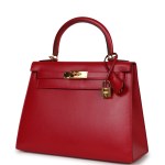 Her Kelly Sellier 28 Rouge Vif Tadelakt Gold Hardware