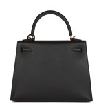 Her Kelly Sellier 25 Black Epsom Gold Hardware