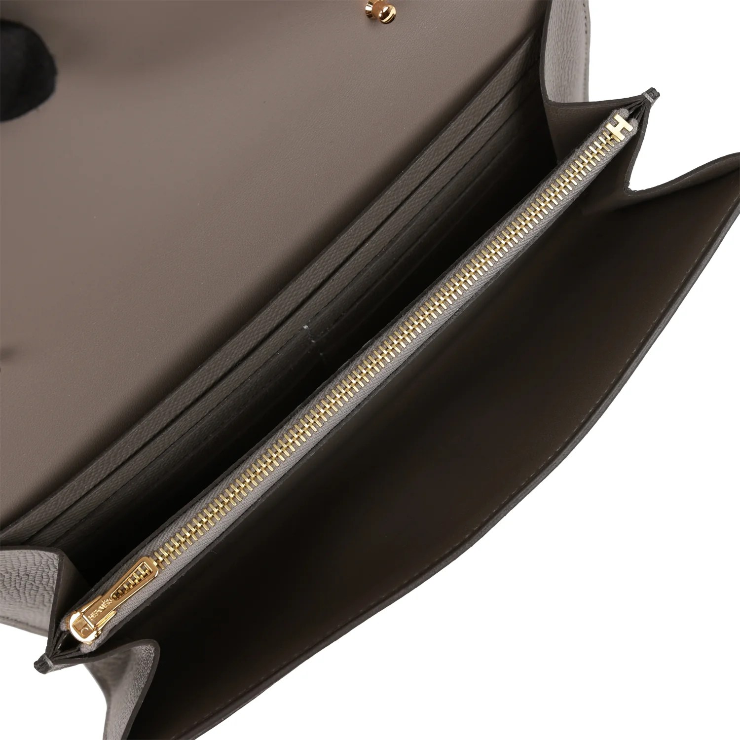 Her Constance Wallet To Go Gris Meyer Epsom Gold Hardware