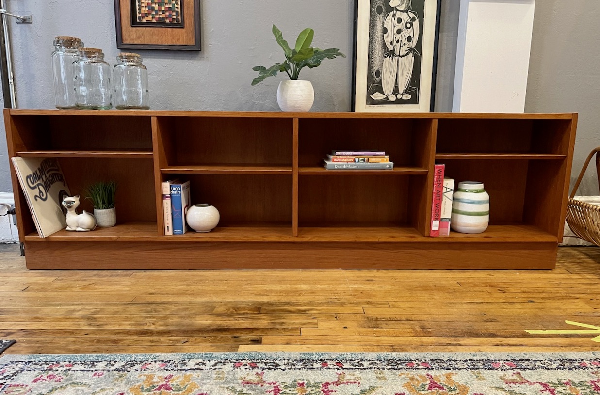 Vintage Long and Low Teak Bookcase from Denmark | Circa Long and low bookcase