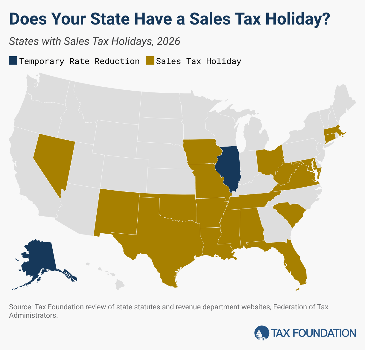 Does Your State Have a Sales Tax Holiday? (Choropleth map)